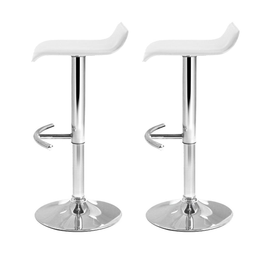 Artiss Set of 2 PU Leather Wave Style Bar Stools - White - John Cootes