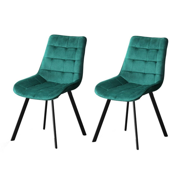 Artiss Set of 2 Reith Dining Chairs Kitchen Cafe Chairs Velvet Upholstered Green - John Cootes