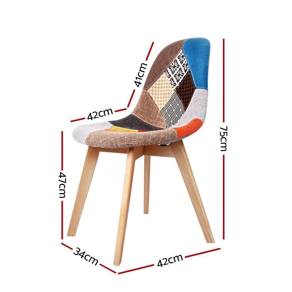 Artiss Set of 2 Retro Beech Fabric Dining Chair - Multi Colour - John Cootes