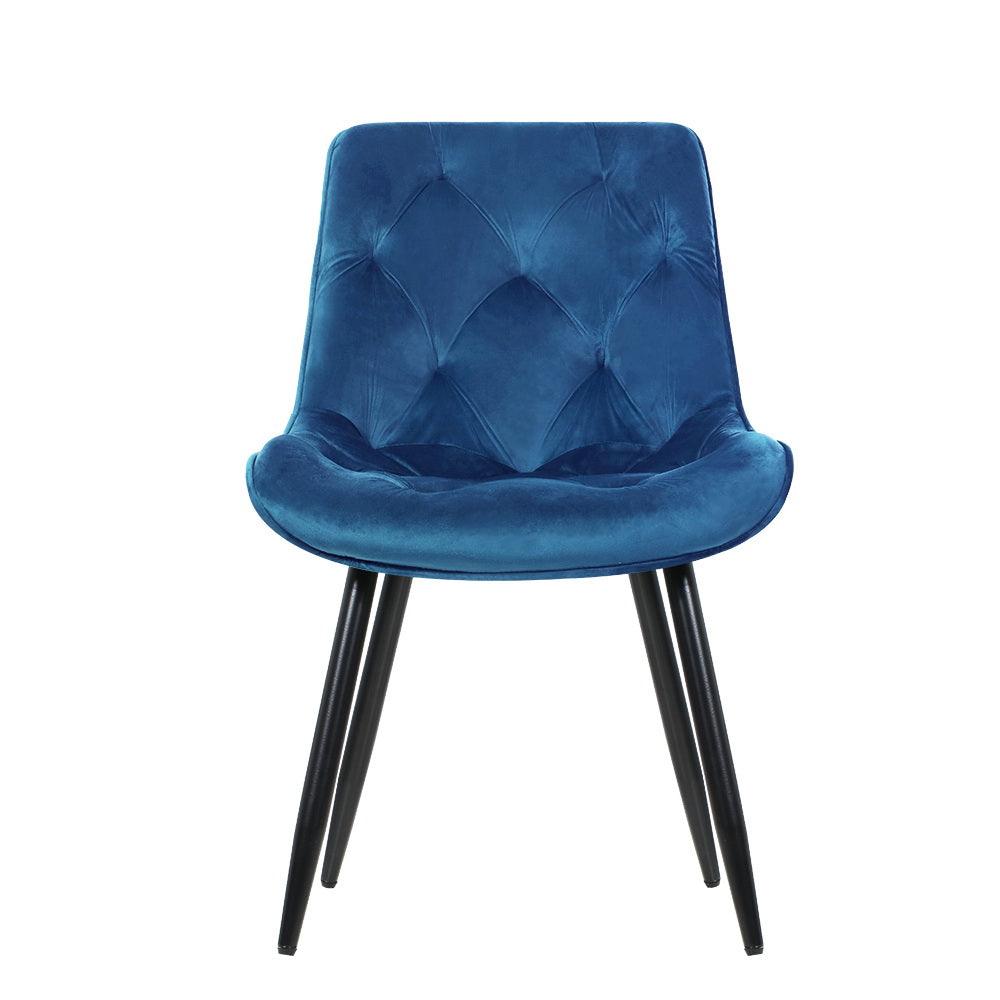 Artiss Set of 2 Starlyn Dining Chairs Kitchen Chairs Velvet Padded Seat Blue - John Cootes