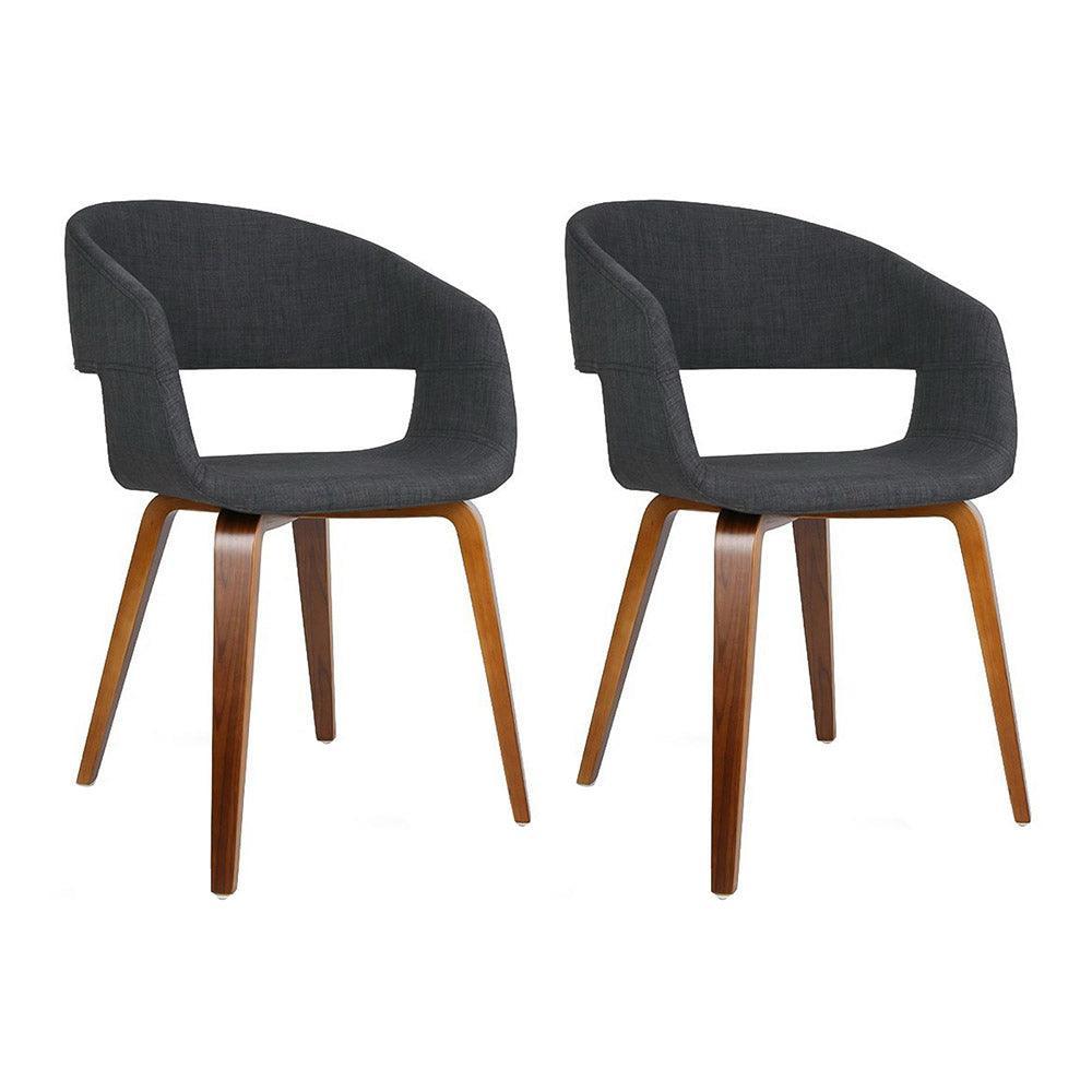 Artiss Set of 2 Timber Wood and Fabric Dining Chairs - Charcoal - John Cootes