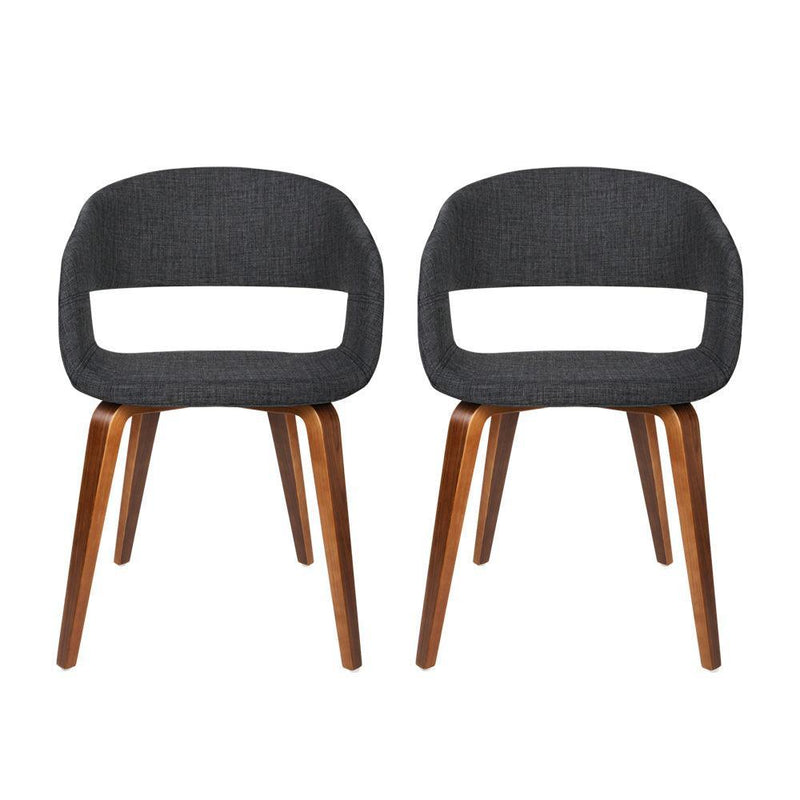 Artiss Set of 2 Timber Wood and Fabric Dining Chairs - Charcoal - John Cootes