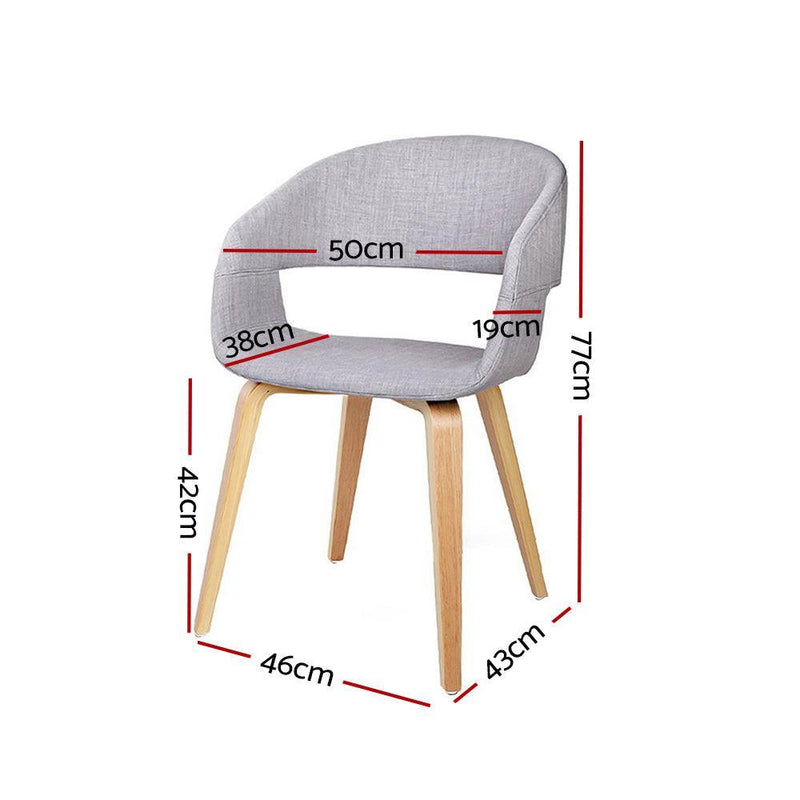 Artiss Set of 2 Timber Wood and Fabric Dining Chairs - Light Grey - John Cootes