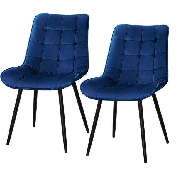 Artiss Set of 2 Toula Dining Chairs Kitchen Chairs Velvet Upholstered Blue - John Cootes