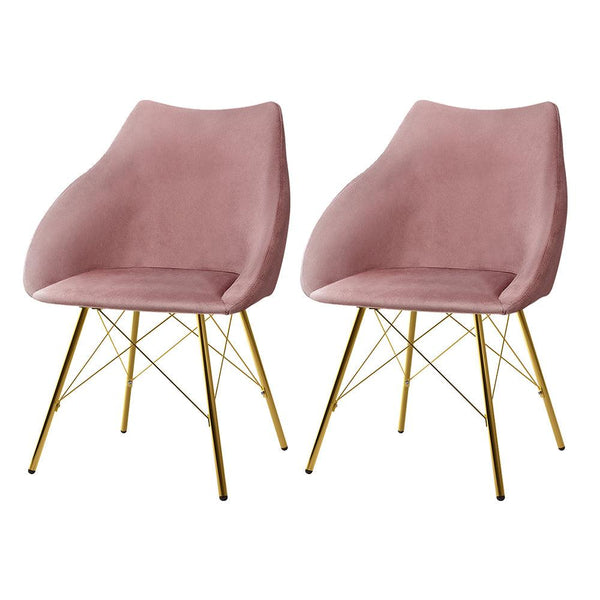 Artiss Set of 2 Valisa Dining Chairs Kitchen Chairs Upholstered Velvet Pink - John Cootes