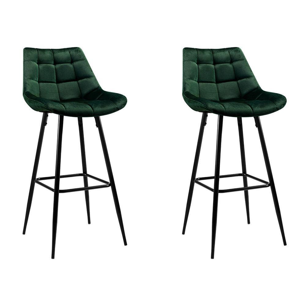 Artiss Set of 2 Velvet Bar Stools - Green - John Cootes