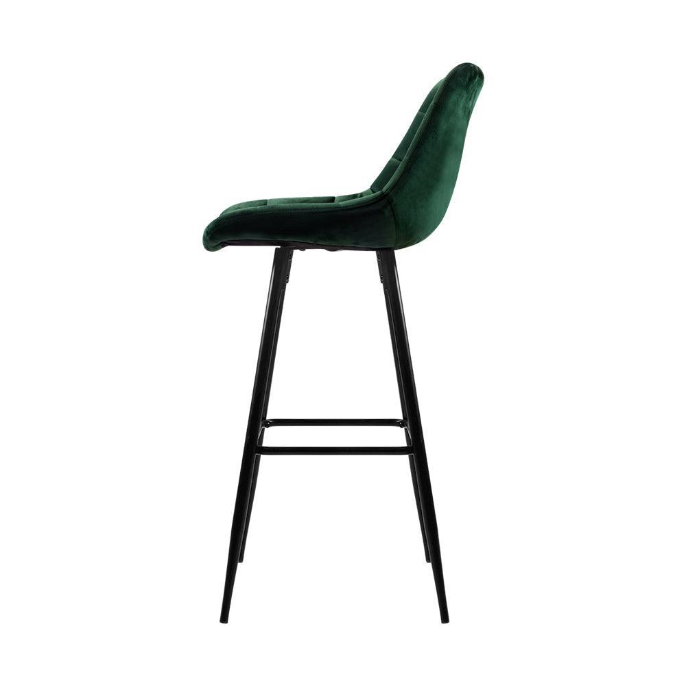 Artiss Set of 2 Velvet Bar Stools - Green - John Cootes