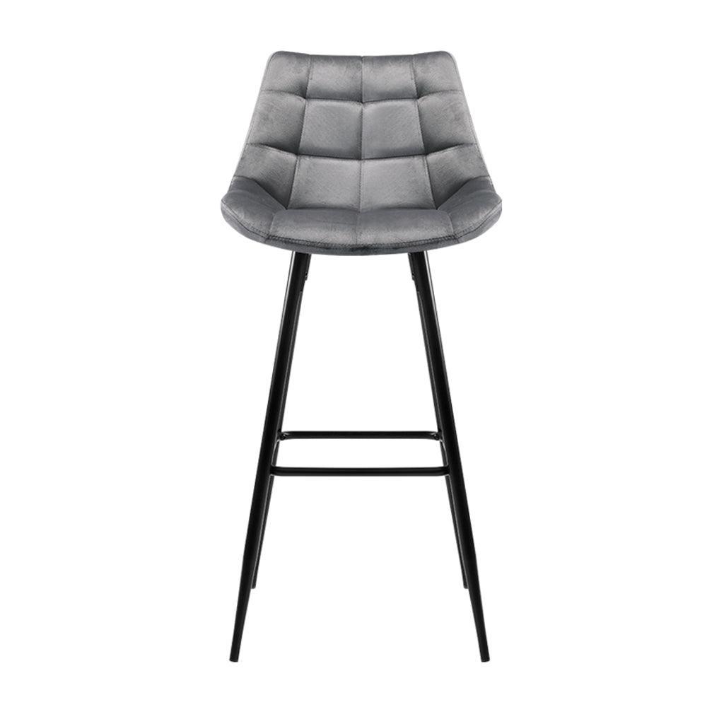 Artiss Set of 2 Velvet Bar Stools - Grey - John Cootes