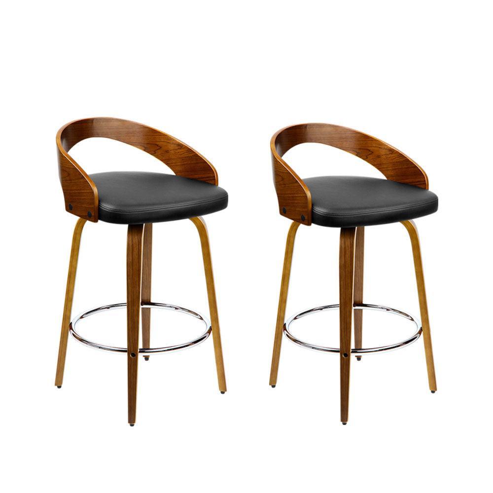 Artiss Set of 2 Wooden Bar Stools - Black - John Cootes