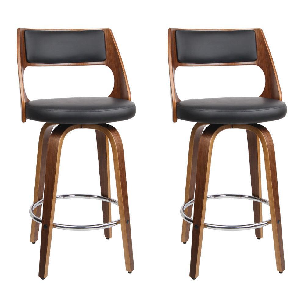 Artiss Set of 2 Wooden Bar Stools - Black - John Cootes