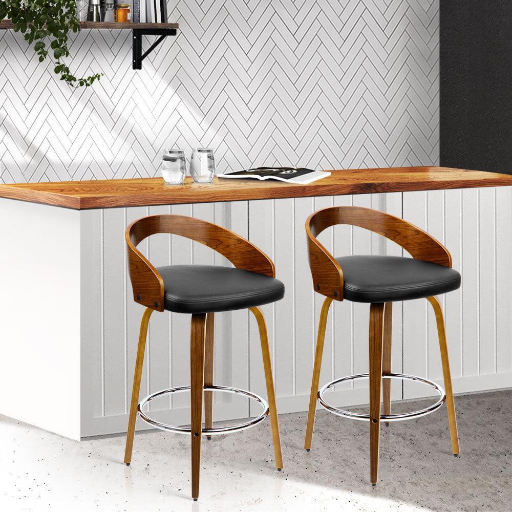 Artiss Set of 2 Wooden Bar Stools - Black - John Cootes