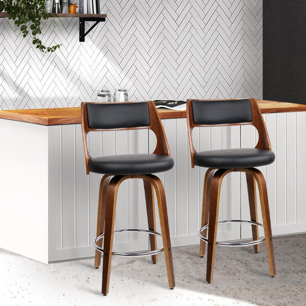 Artiss Set of 2 Wooden Bar Stools - Black - John Cootes