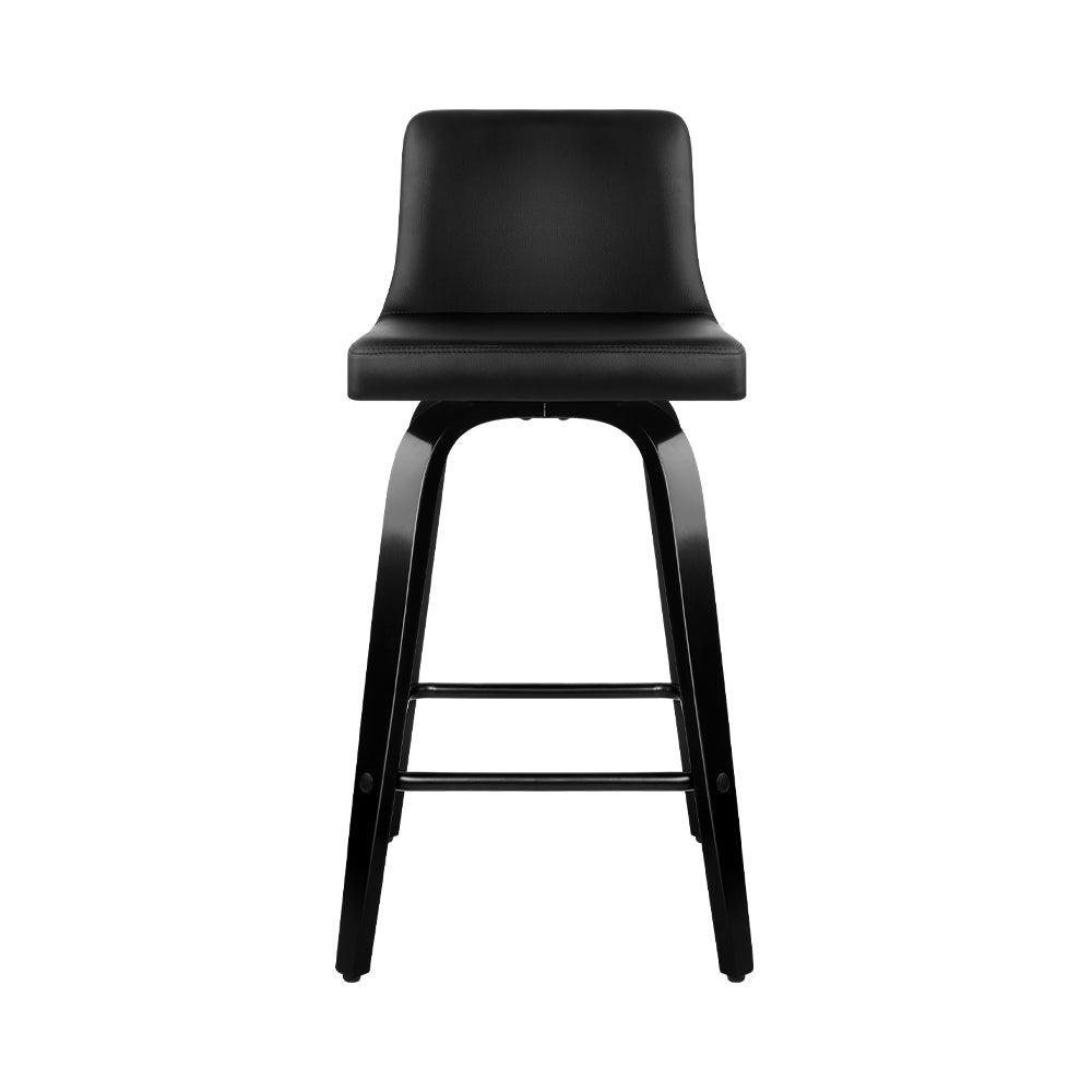 Artiss Set of 2 Wooden PU Leather Bar Stool - Black - John Cootes