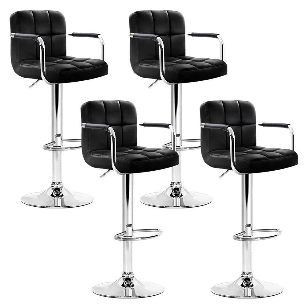 Artiss Set of 4 Bar Stools Gas lift Swivel Armrests - Steel and Black - John Cootes