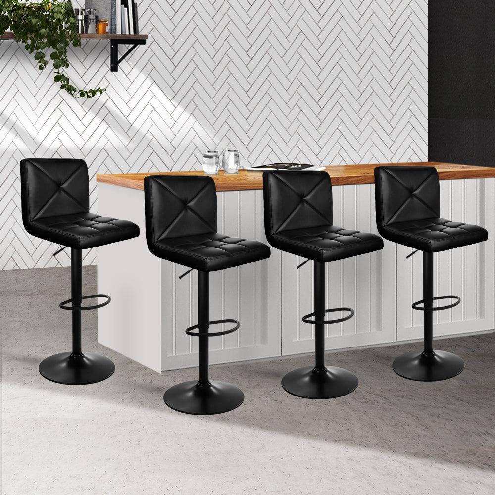 Artiss Set of 4 Bar Stools PU Leather Criss Cross Style - Black - John Cootes