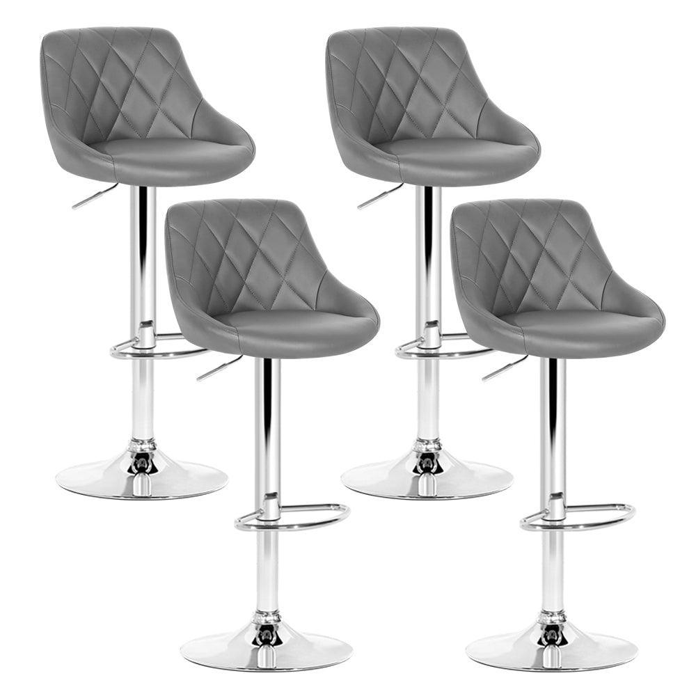 Artiss Set of 4 Bar Stools PU Leather Diamond Style - Grey - John Cootes