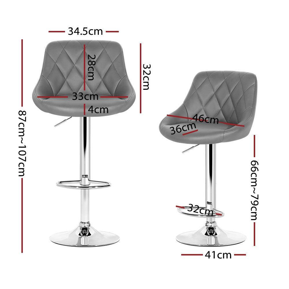 Artiss Set of 4 Bar Stools PU Leather Diamond Style - Grey - John Cootes