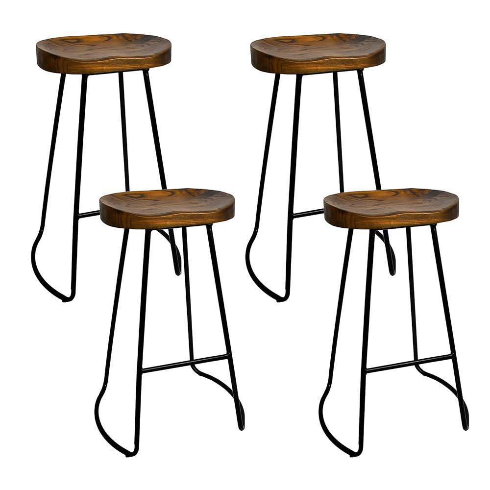 Artiss Set of 4 Elm Wood Backless Bar Stools 75cm - Black - John Cootes