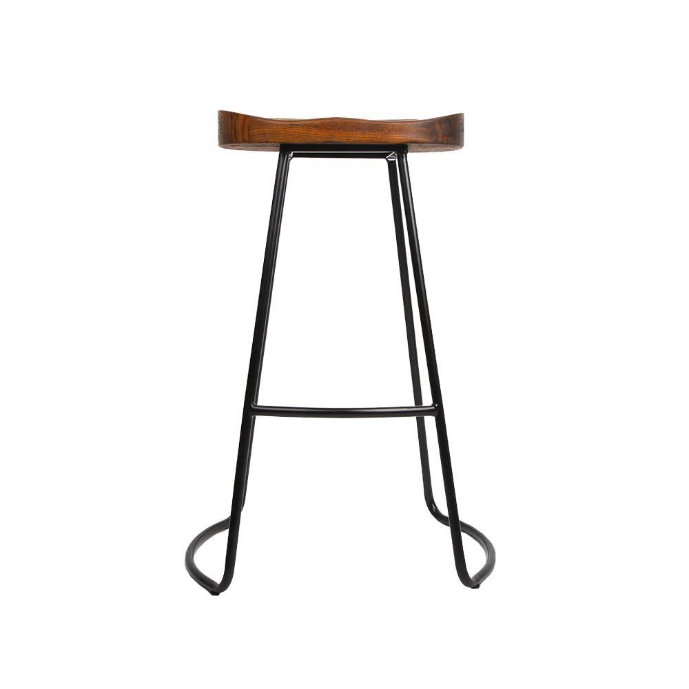 Artiss Set of 4 Elm Wood Backless Bar Stools 75cm - Black - John Cootes