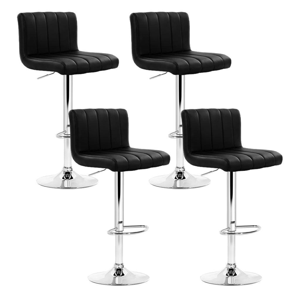 Artiss Set of 4 Line Style PU Leather Bar Stools - Black - John Cootes