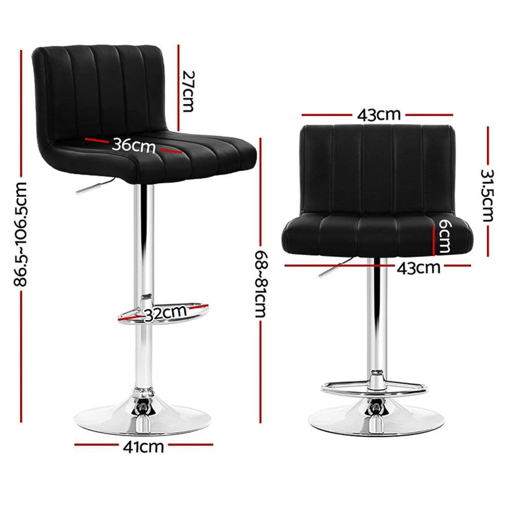 Artiss Set of 4 Line Style PU Leather Bar Stools - Black - John Cootes