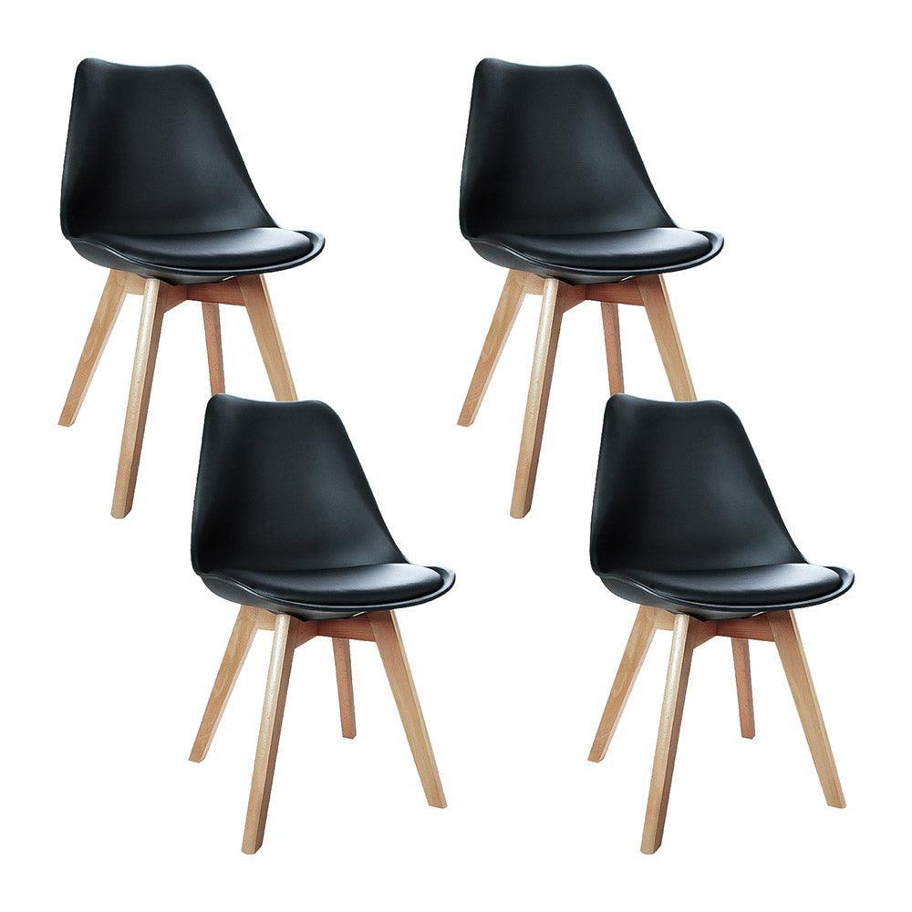 Artiss Set of 4 Padded Dining Chair - Black - John Cootes