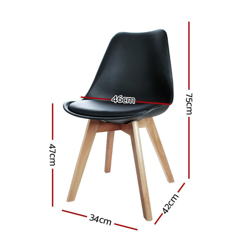 Artiss Set of 4 Padded Dining Chair - Black - John Cootes