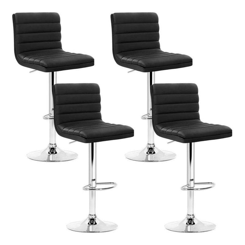 Artiss Set of 4 PU Leather Lined Pattern Bar Stools- Black and Chrome - John Cootes