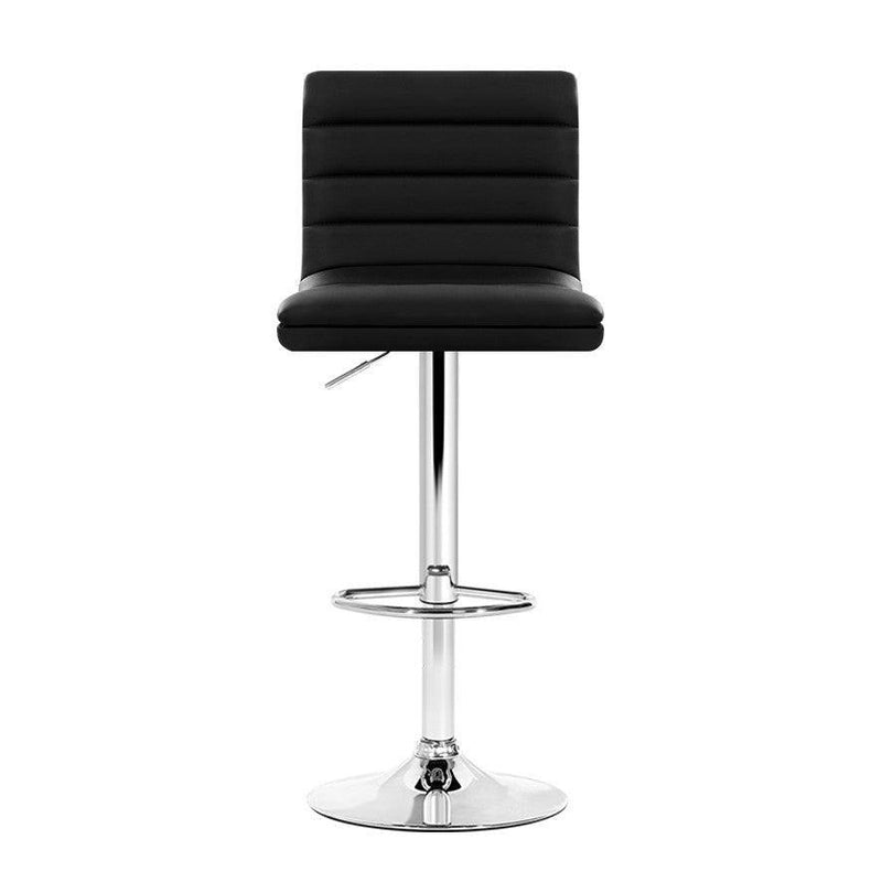 Artiss Set of 4 PU Leather Lined Pattern Bar Stools- Black and Chrome - John Cootes