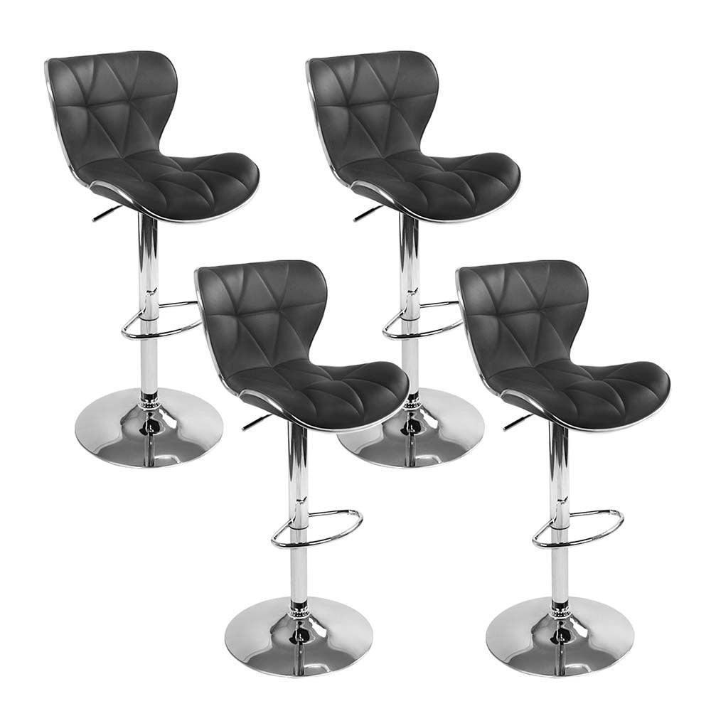 Artiss Set of 4 PU Leather Patterned Bar Stools - Black and Chrome - John Cootes