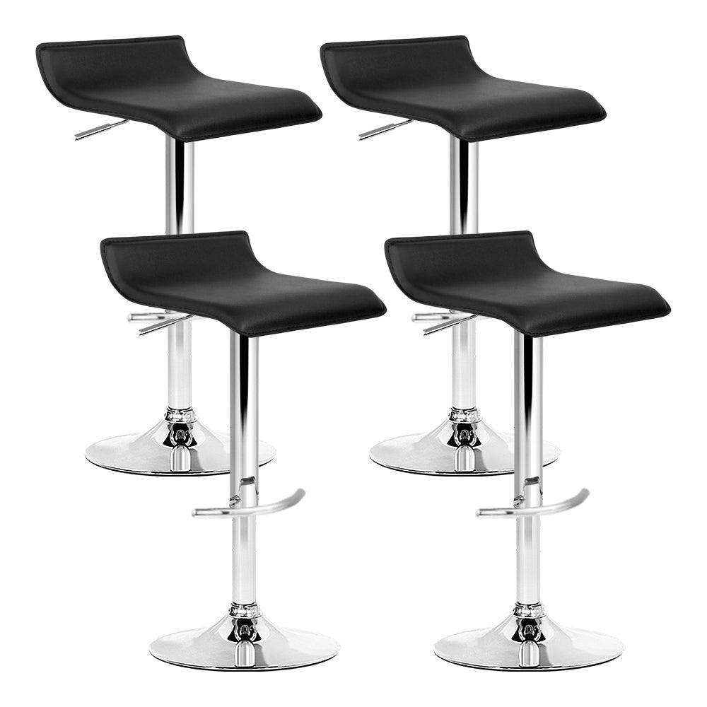 Artiss Set of 4 PU Leather Wave Style Bar Stools - Black - John Cootes