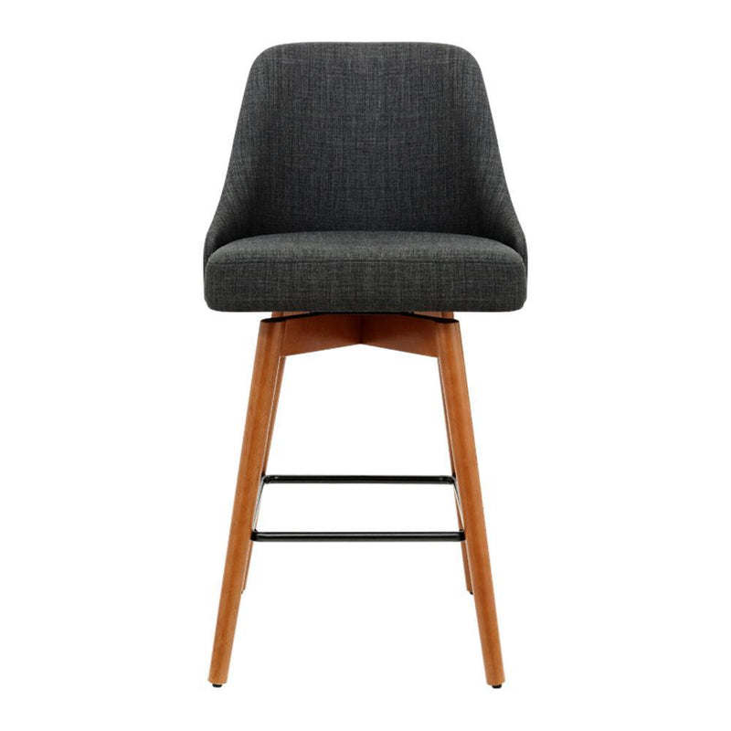 Artiss Set of 4 Wooden Fabric Bar Stools Square Footrest - Charcoal - John Cootes