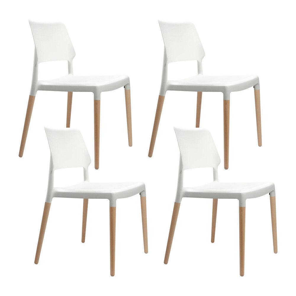 Artiss Set of 4 Wooden Stackable Dining Chairs - White - John Cootes