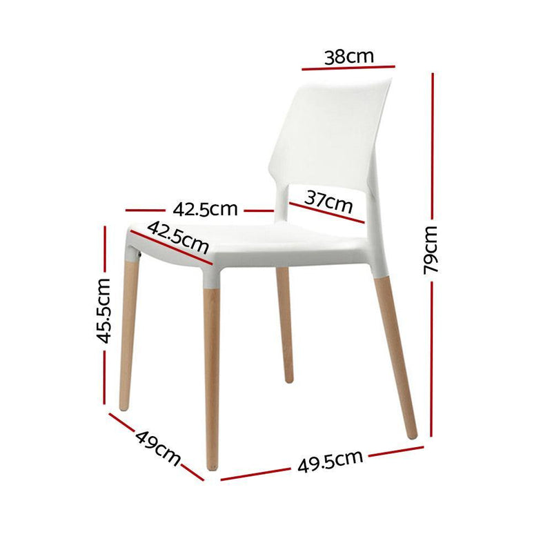 Artiss Set of 4 Wooden Stackable Dining Chairs - White - John Cootes