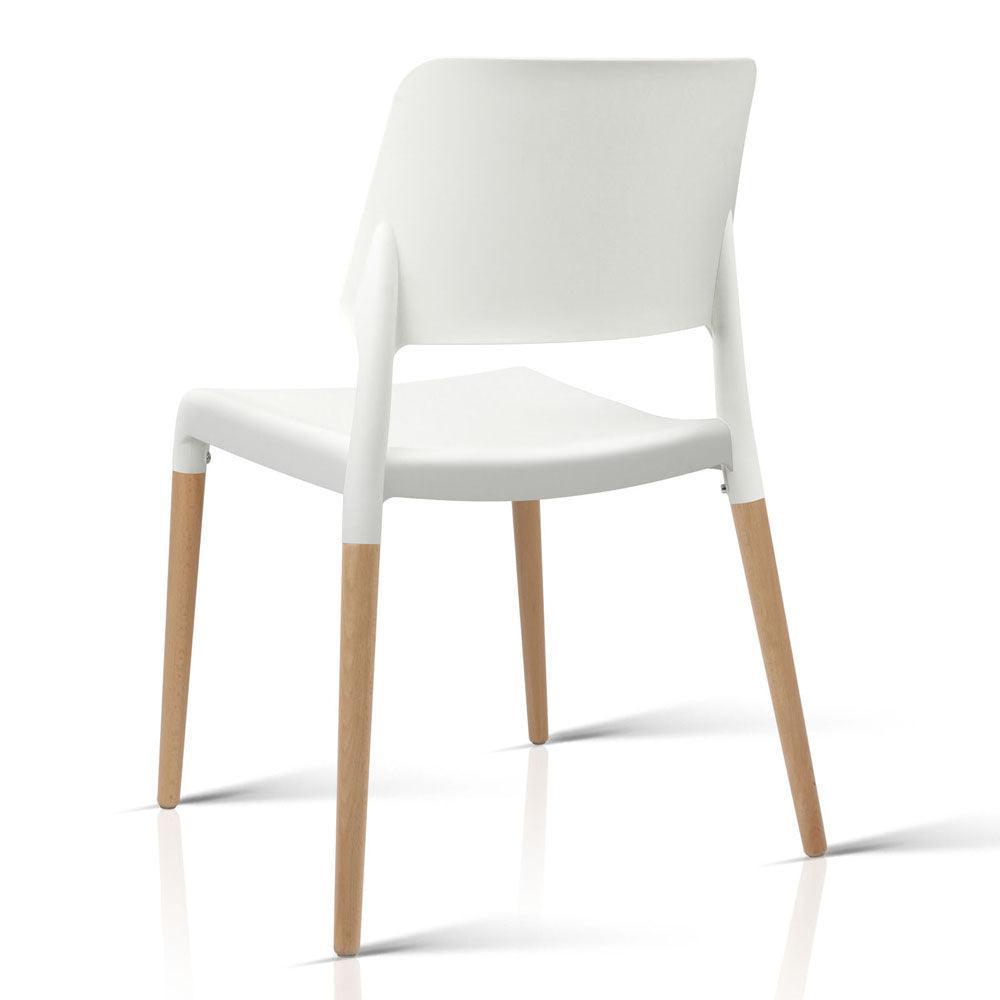 Artiss Set of 4 Wooden Stackable Dining Chairs - White - John Cootes