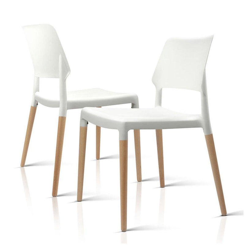 Artiss Set of 4 Wooden Stackable Dining Chairs - White - John Cootes