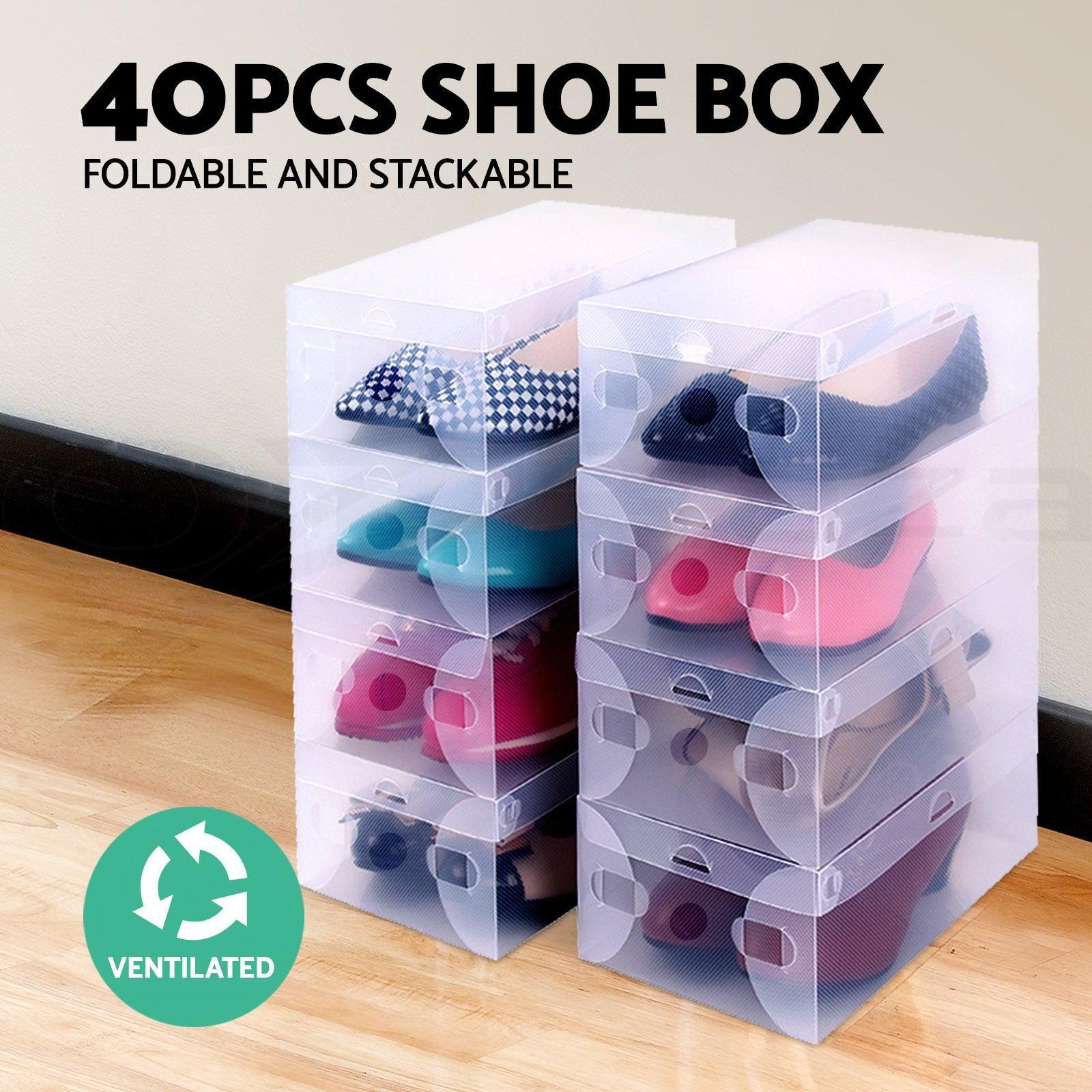 Artiss Set of 40 Clear Shoe Box Transparent Foldable Shoe Storage Stackable Case - John Cootes