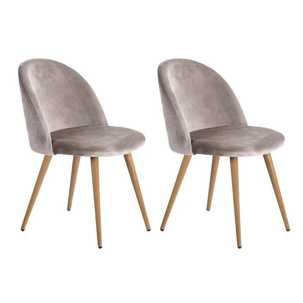 Artiss Set of Two Velvet Modern Dining Chair - Light Grey - John Cootes
