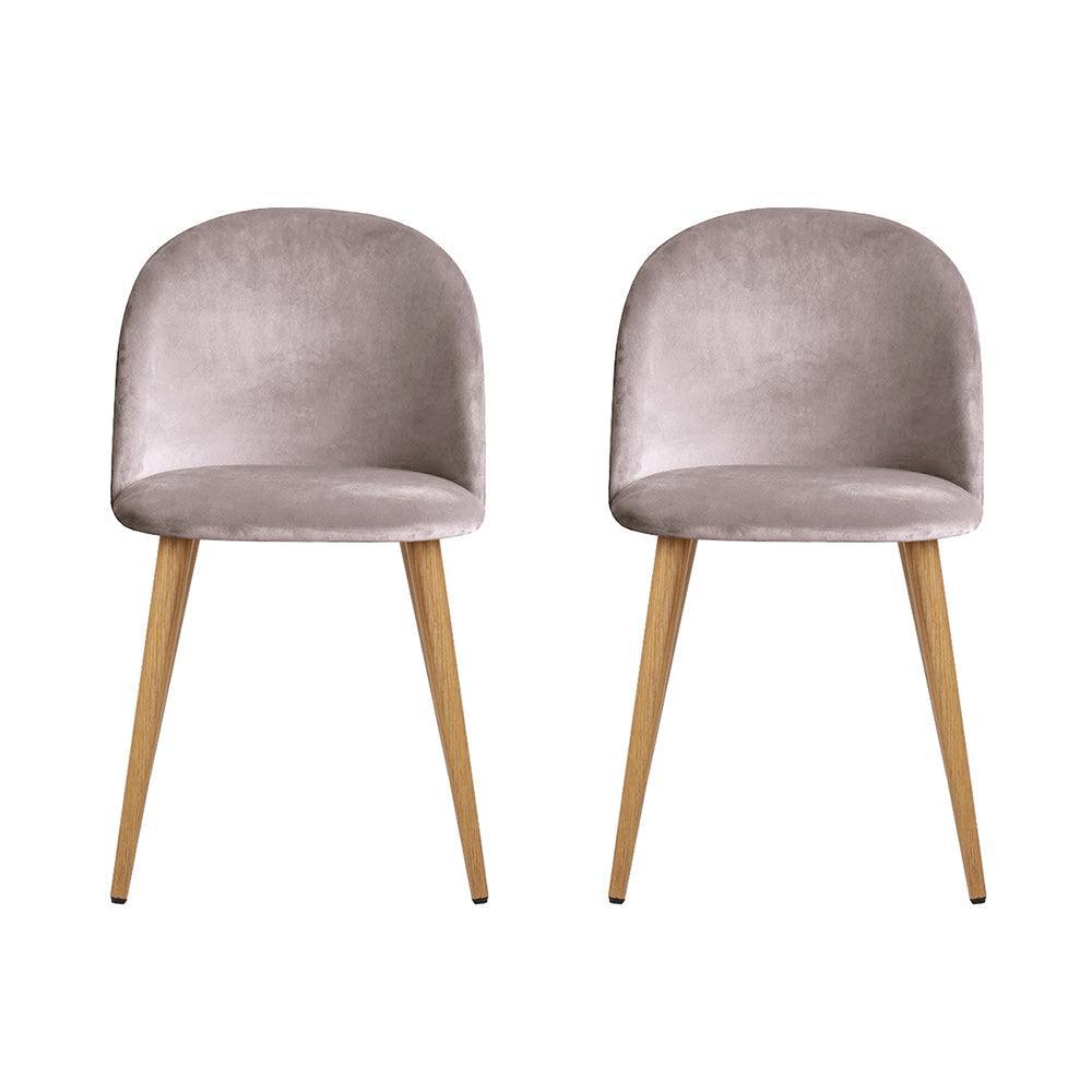 Artiss Set of Two Velvet Modern Dining Chair - Light Grey - John Cootes