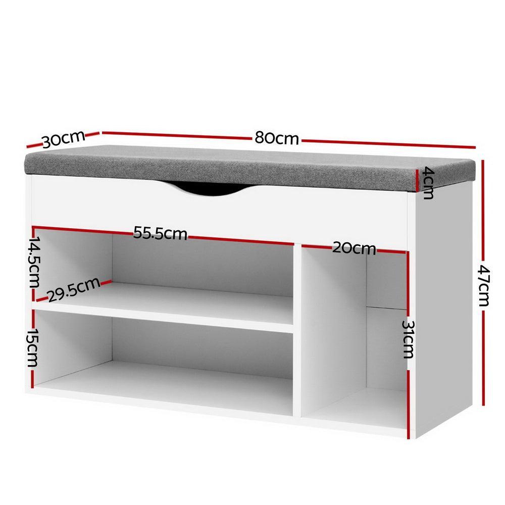 Artiss Shoe Cabinet Bench Shoes Organiser Storage Rack Shelf White Cupboard Box - John Cootes