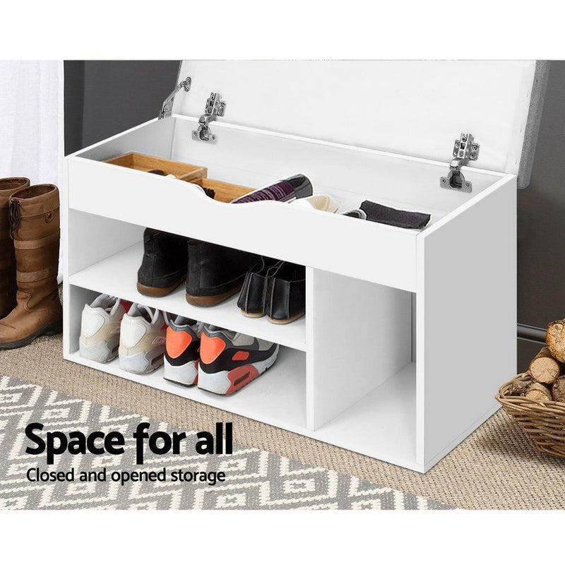 Artiss Shoe Cabinet Bench Shoes Organiser Storage Rack Shelf White Cupboard Box - John Cootes