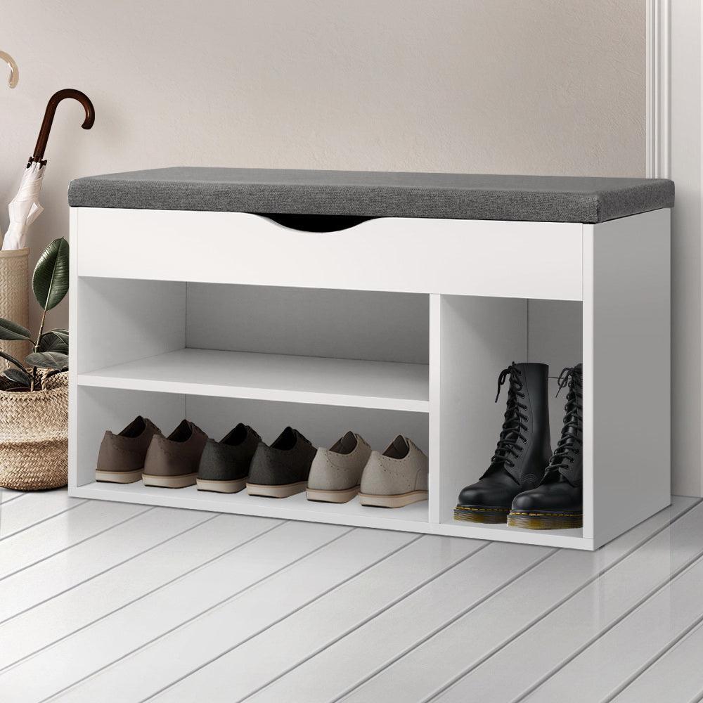 Artiss Shoe Cabinet Bench Shoes Organiser Storage Rack Shelf White Cupboard Box - John Cootes