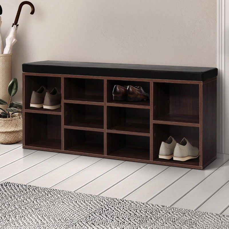 Artiss Shoe Cabinet Bench Shoes Storage Rack Organiser Shelf Cupboard Box Walnut - John Cootes