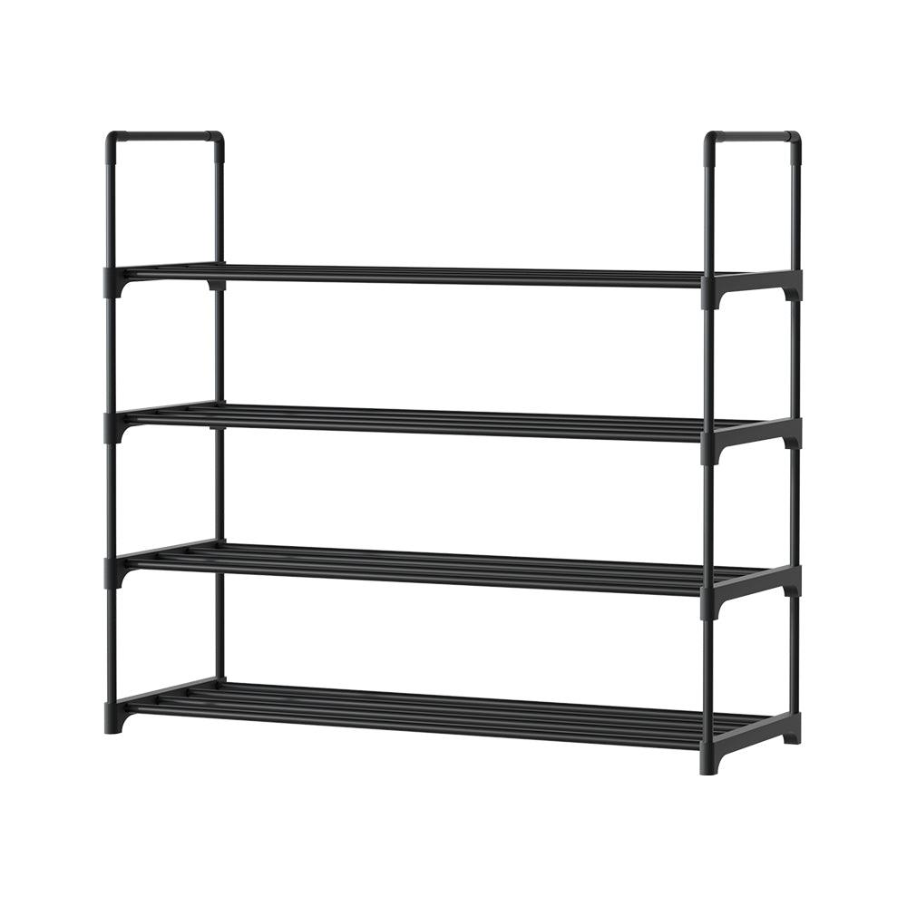 Artiss Shoe Rack Stackable 4 Tiers 80cm Shoes Shelves Storage Stand Black - John Cootes