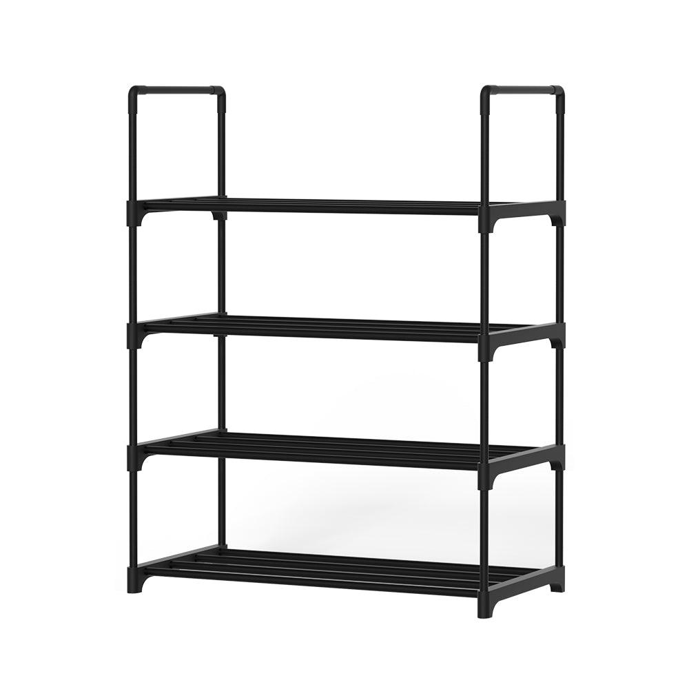 Artiss Shoe Rack Stackable Shelves 4 Tiers 55cm Shoes Storage Stand Black - John Cootes