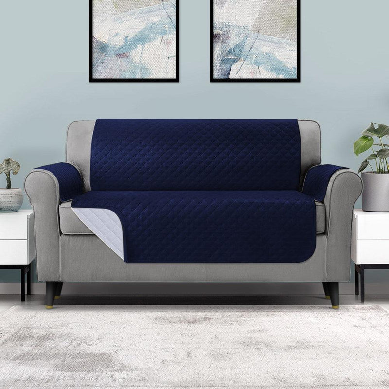 Artiss Sofa Cover Quilted Couch Covers 100% Water Resistant 3 Seater Navy - John Cootes