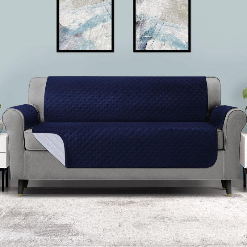 Artiss Sofa Cover Quilted Couch Covers 100% Water Resistant 4 Seater Navy - John Cootes