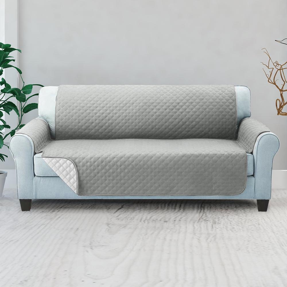 Artiss Sofa Cover Quilted Couch Covers Lounge Protector Slipcovers 3 Seater Grey - John Cootes