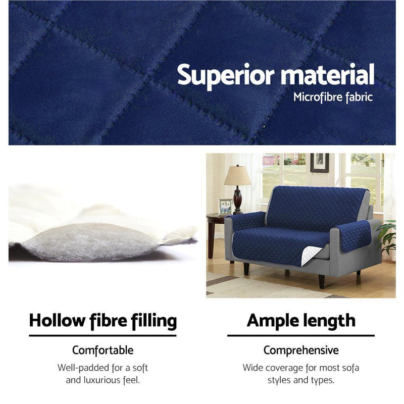 Artiss Sofa Cover Quilted Couch Covers Lounge Protector Slipcovers 3 Seater Navy - John Cootes