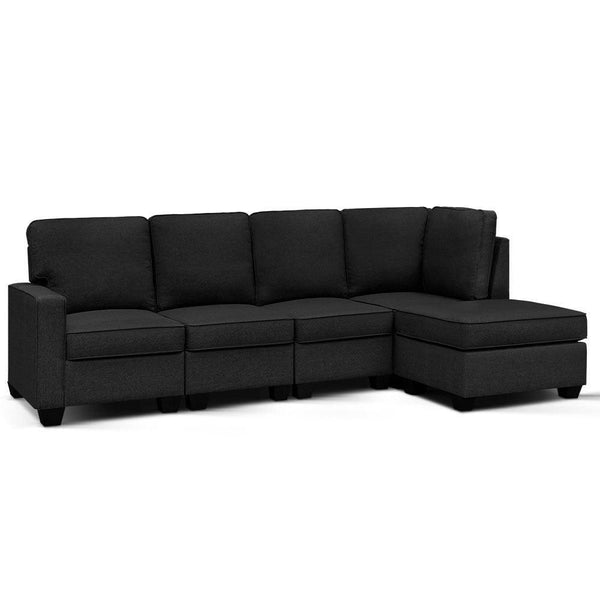 Artiss Sofa Lounge Set 5 Seater Modular Chaise Chair Suite Couch Dark Grey - John Cootes